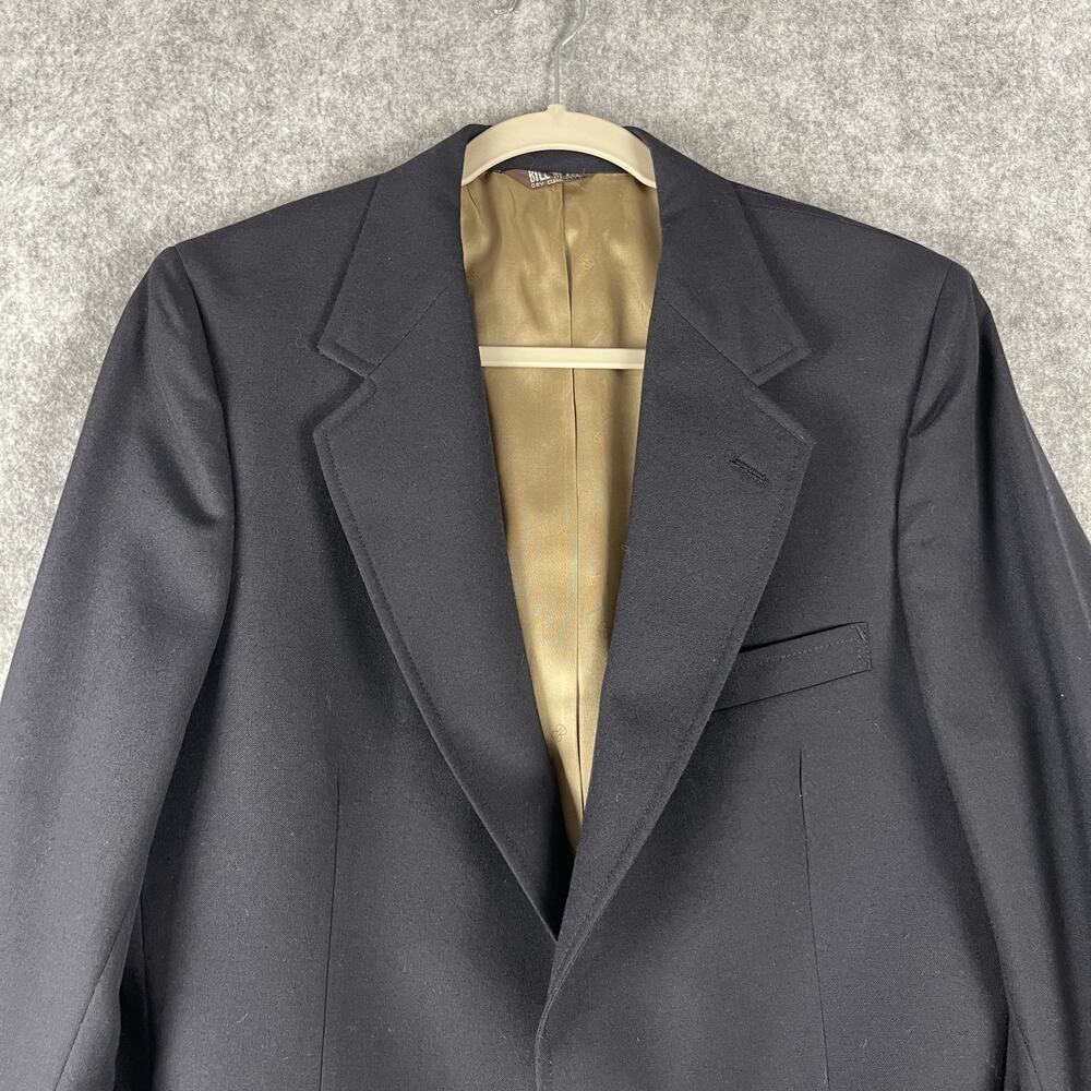 Vintage Bill Blass Blazer Sport Coat Men 40R Black Gold Button Classic Career - Picture 2 of 16